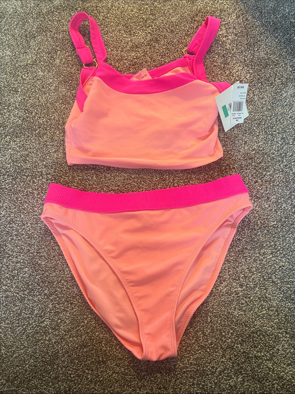 Sunset Ribbed Bikini Set - Pink/Hot Pink